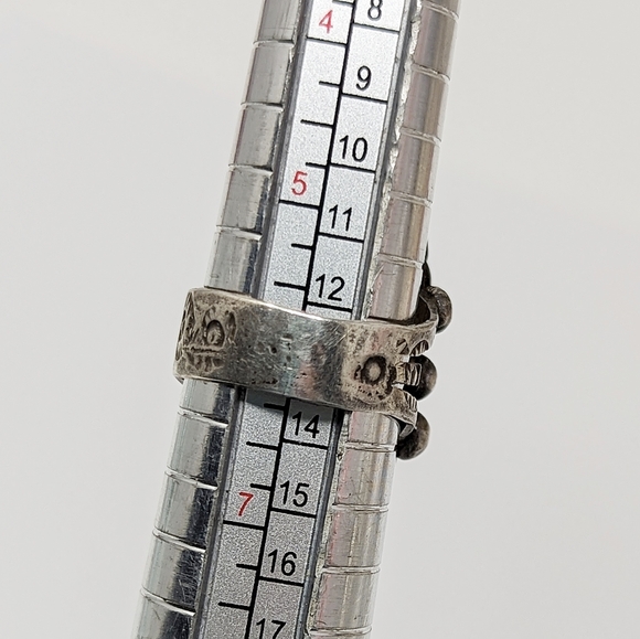 Vintage sterling silver 925 oval green stone rope ring southwest native - Picture 8 of 8